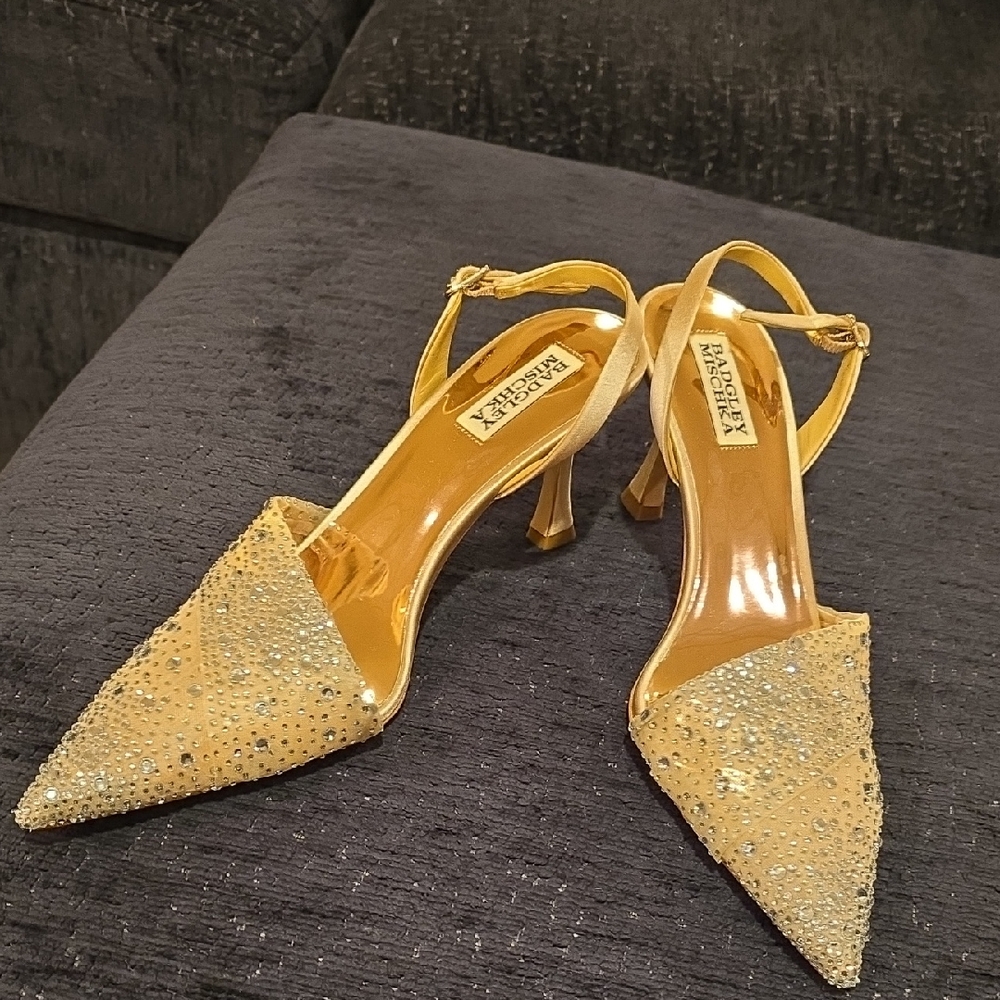 Badgley Mischka Glittering Gold Heels